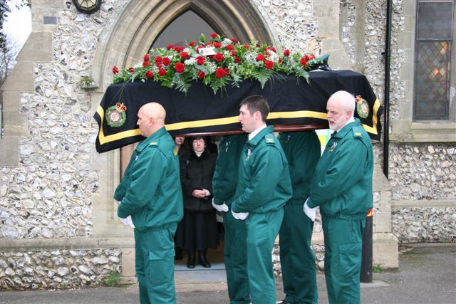 Pall Bearers Leaving Church.