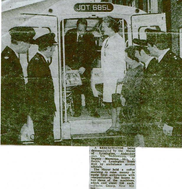 Lymington Ambulance Station Resuscitator Presentation 1972.