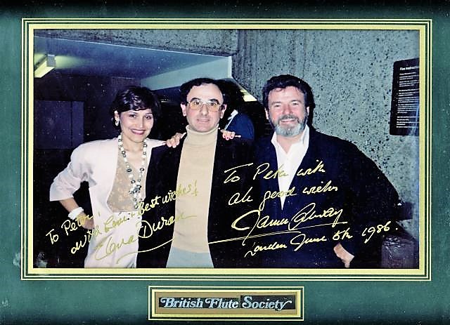 Peter with James Galway and Elena Duran.