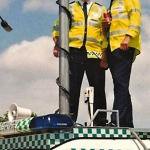 Graham Alland and Dave Sutton setting up for a visit from The Tour de France cycle race.