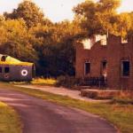 Helicoptor and buildings used in training.