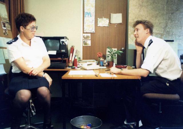 Penny Newstead and Andy Courtney sorting out the car service.