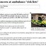 Concern at Ambulance Risk Lists.