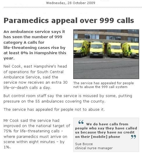 Paramedics '999' Appeal.