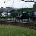 Arriving at Portchester Crematorium.