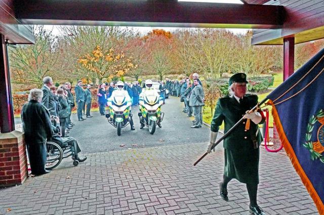 Arriving at Basingstoke Crematorium.